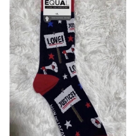 EQUAL Stand For Something Love Justice One Pair Unisex Crew Socks One Size - Picture 1 of 1